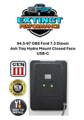 94-97 OBS Ford 7.3 F250, F350 Closed Face Ash tray Hydra Mount Type-C Port