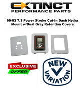 99-03 7.3 Power Stroke Cut-In Dash Hydra Mount w/Dual Gray Retention Covers