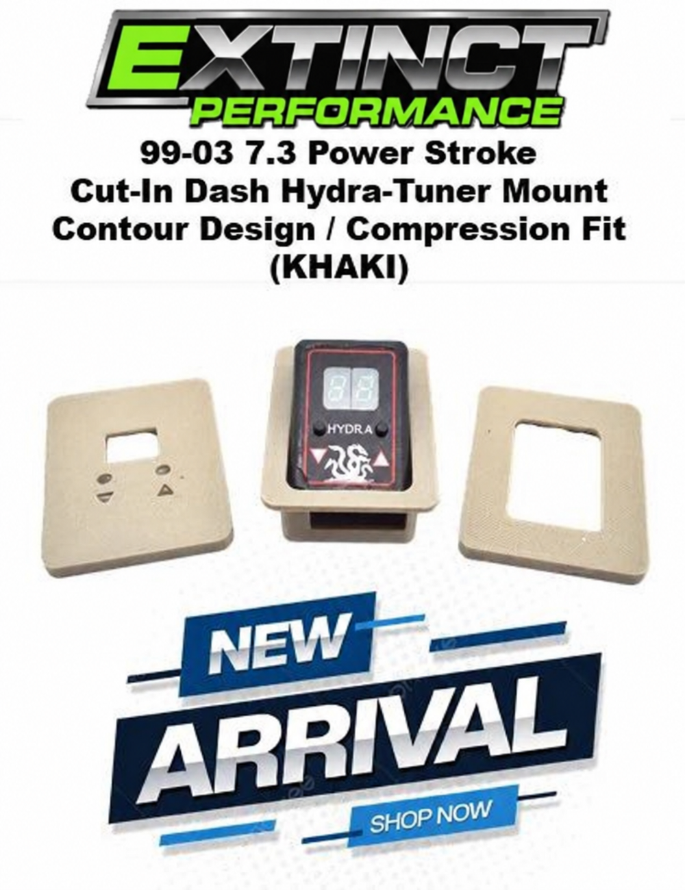 1999-2003 Ford 7.3 Power Stroke Hydra Tuner cut-in dash mount, khaki