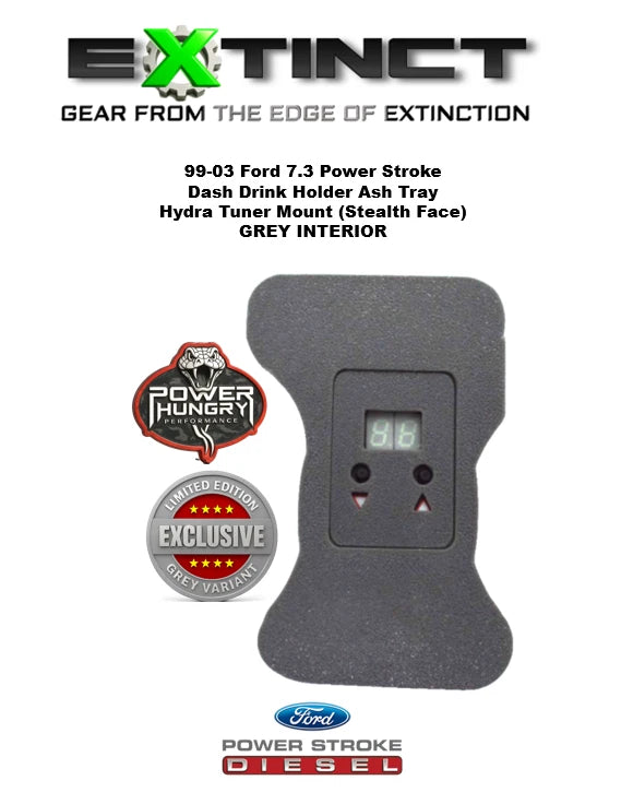 1999-2003 Power Stroke Upper Ash Tray Hydra Mount (STEALTH FACE) Grey Interior