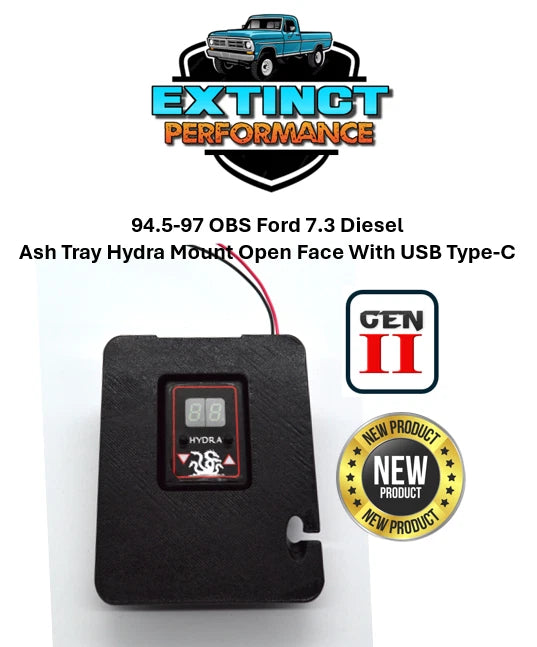 Upgraded 94-97 7.3 Power Stroke Open Face Ash tray Hydra Mount Type-C USB