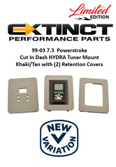 99-03 7.3 Power Stroke Cut-In Dash Hydra Mount w/Dual Khaki/Tan Retention Covers