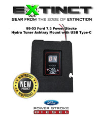 Upgraded 99-03 7.3 Power Stroke Open Face Lower Ash tray Hydra- Mount Type-C USB